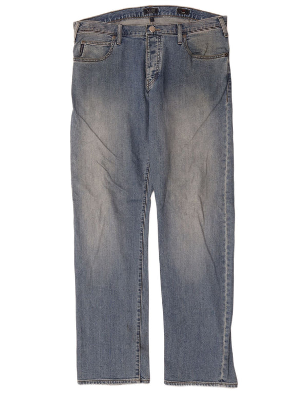 Armani Herren Regular Straight Jeans W34 L33 Blaue Baumwolle
