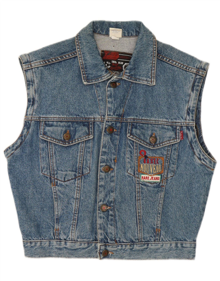 Casucci Womens Crop Oversized Denim Gilet IT 34 2XS Blaue Baumwolle