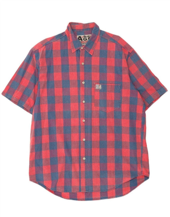 CARRERA Mens Short Sleeve Shirt XL Red Check Cotton Vintage Carrera and Second-Hand Carrera from Messina Hembry 
