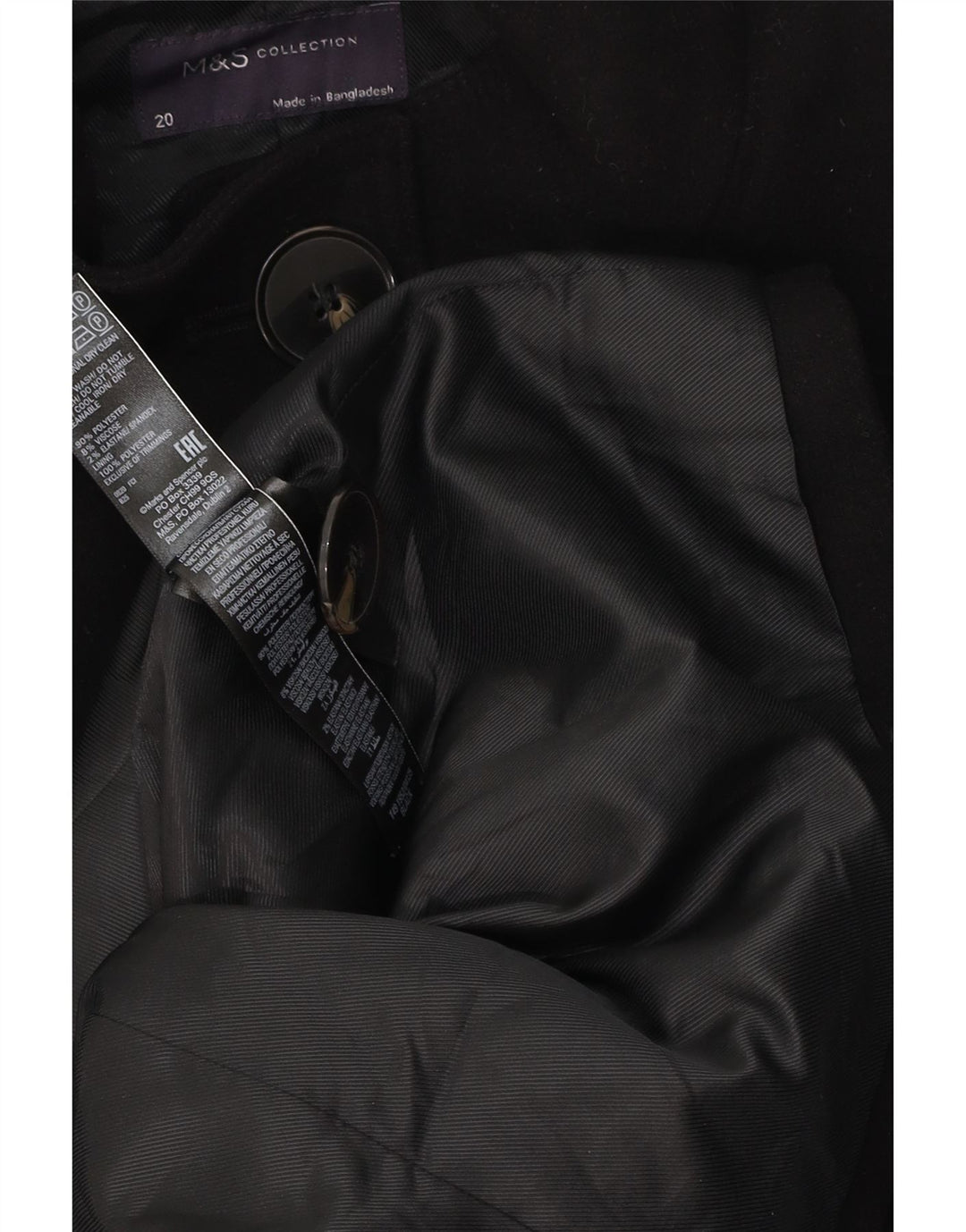 Marks & Spencer Damenmantel UK 20 2XL Schwarz Polyester