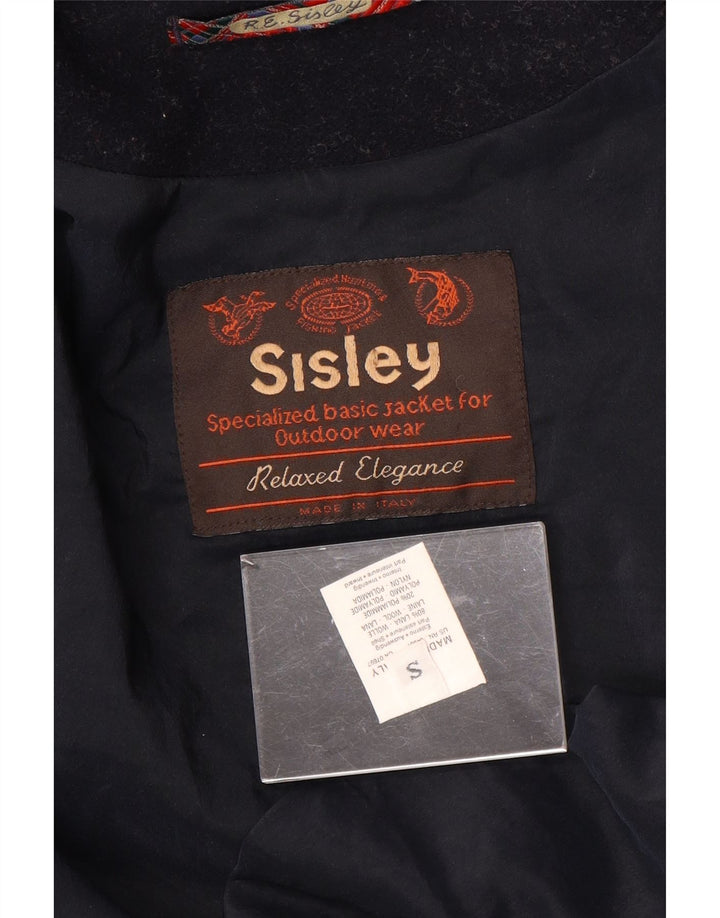 Sisley Herren Relaxed Elegance Kapuzen-Dufflecoat UK 36 Small Marineblaue Wolle