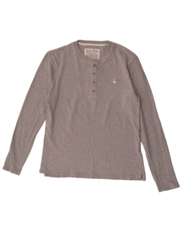 Jack Wills Herren-Oberteil aus langärmliger, mittelgrauer Baumwolle