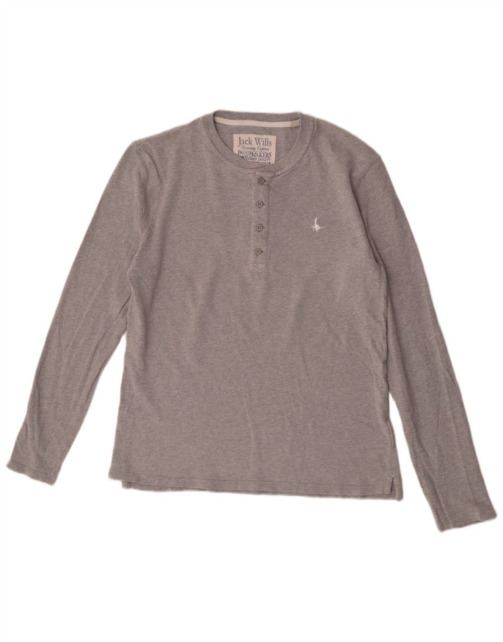 Jack Wills Herren-Oberteil aus langärmliger, mittelgrauer Baumwolle