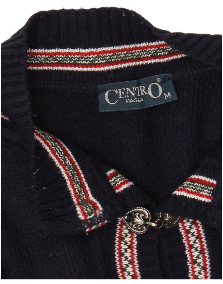CENTRO MAGLIA Damen-Pullover mit Knopfkragen, Gr. 14, mittleres Marineblau