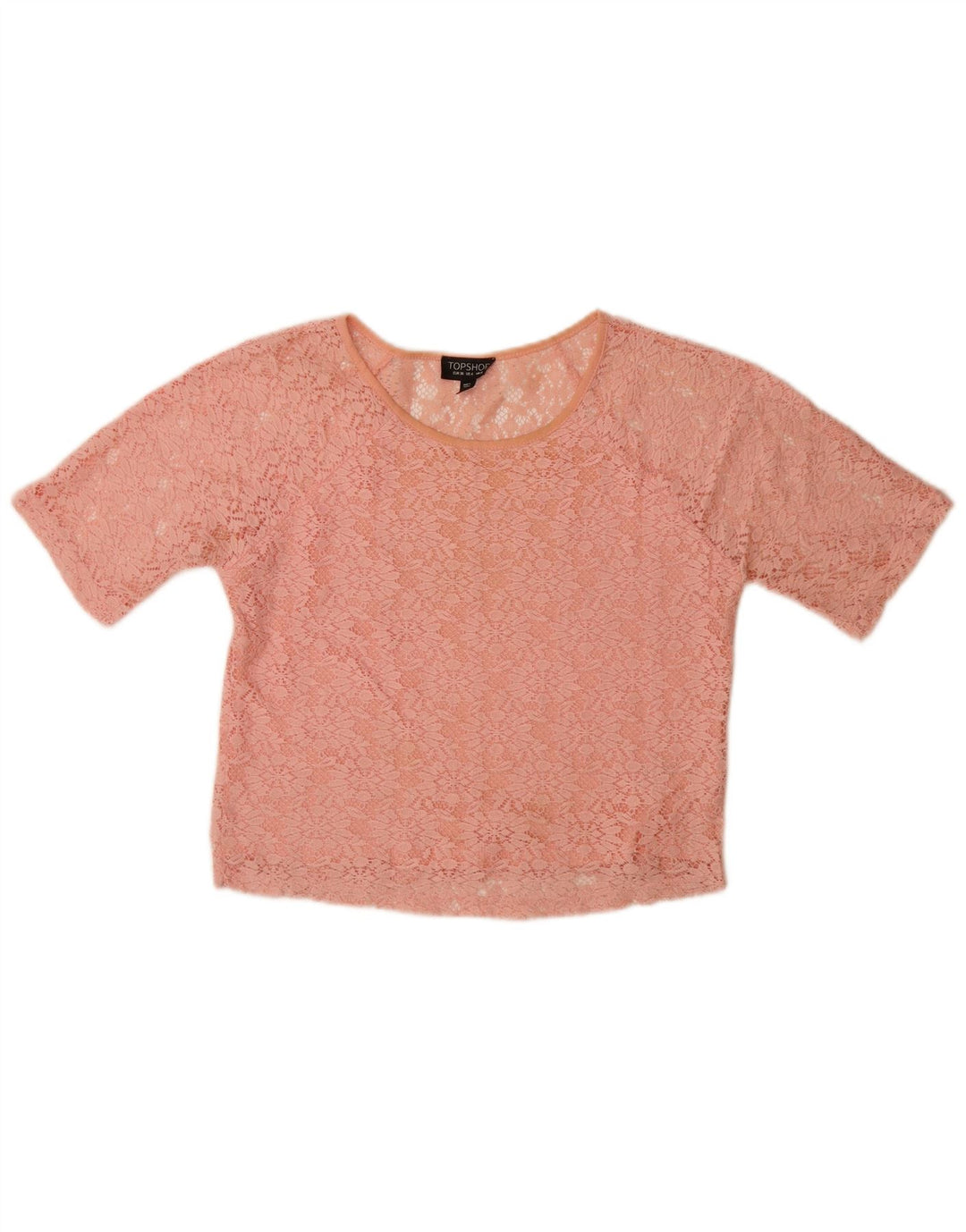 Topshop Damen-Blusenoberteil mit Spitze, Gr. 8, klein, rosa, geblümt, Polyester
