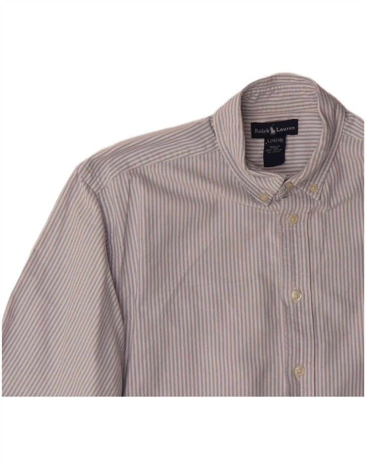 RALPH LAUREN Hemd für Jungen, 15–16 Jahre, groß, blaue Nadelstreifen-Baumwolle