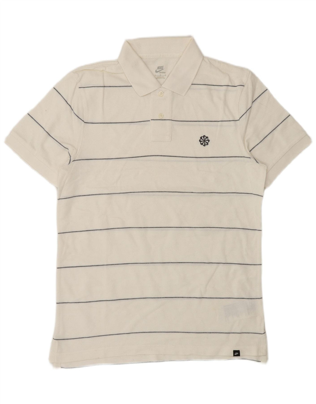 Nike Herren-Poloshirt aus mittelweißer, gestreifter Baumwolle