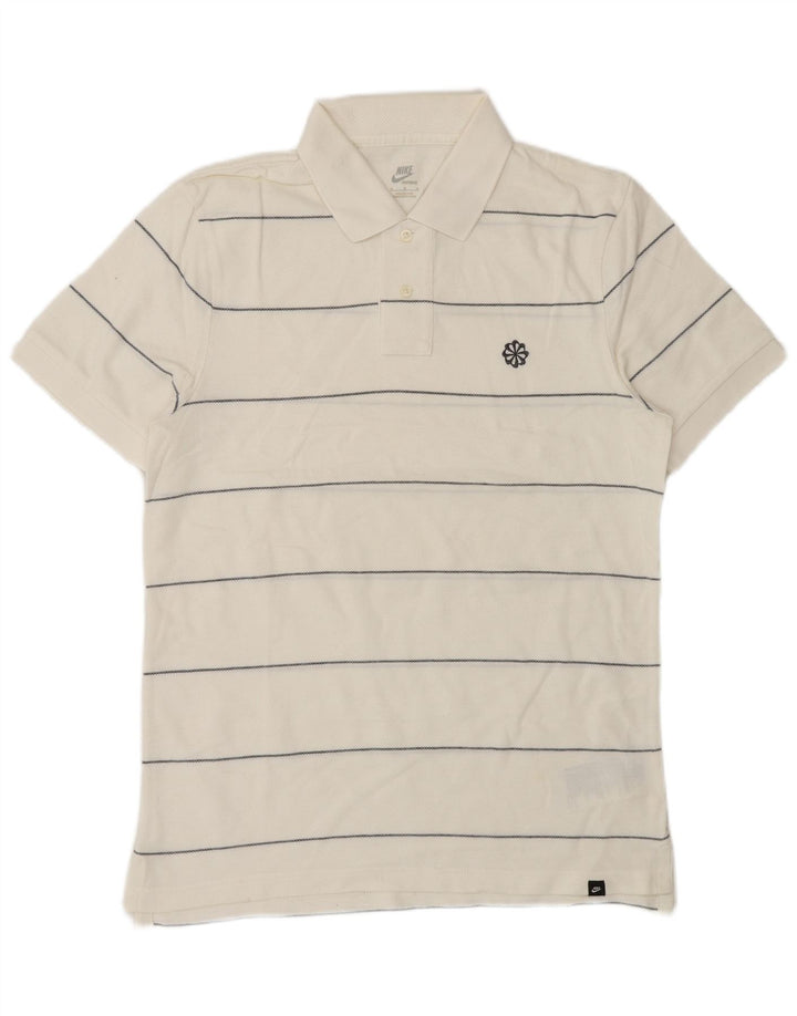 Nike Herren-Poloshirt aus mittelweißer, gestreifter Baumwolle