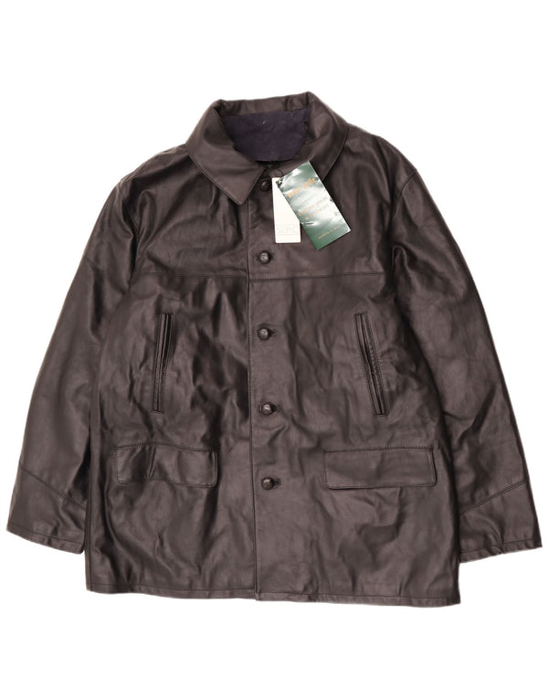 Vintage Herren Lederjacke IT 54 2XL Schwarzes Leder
