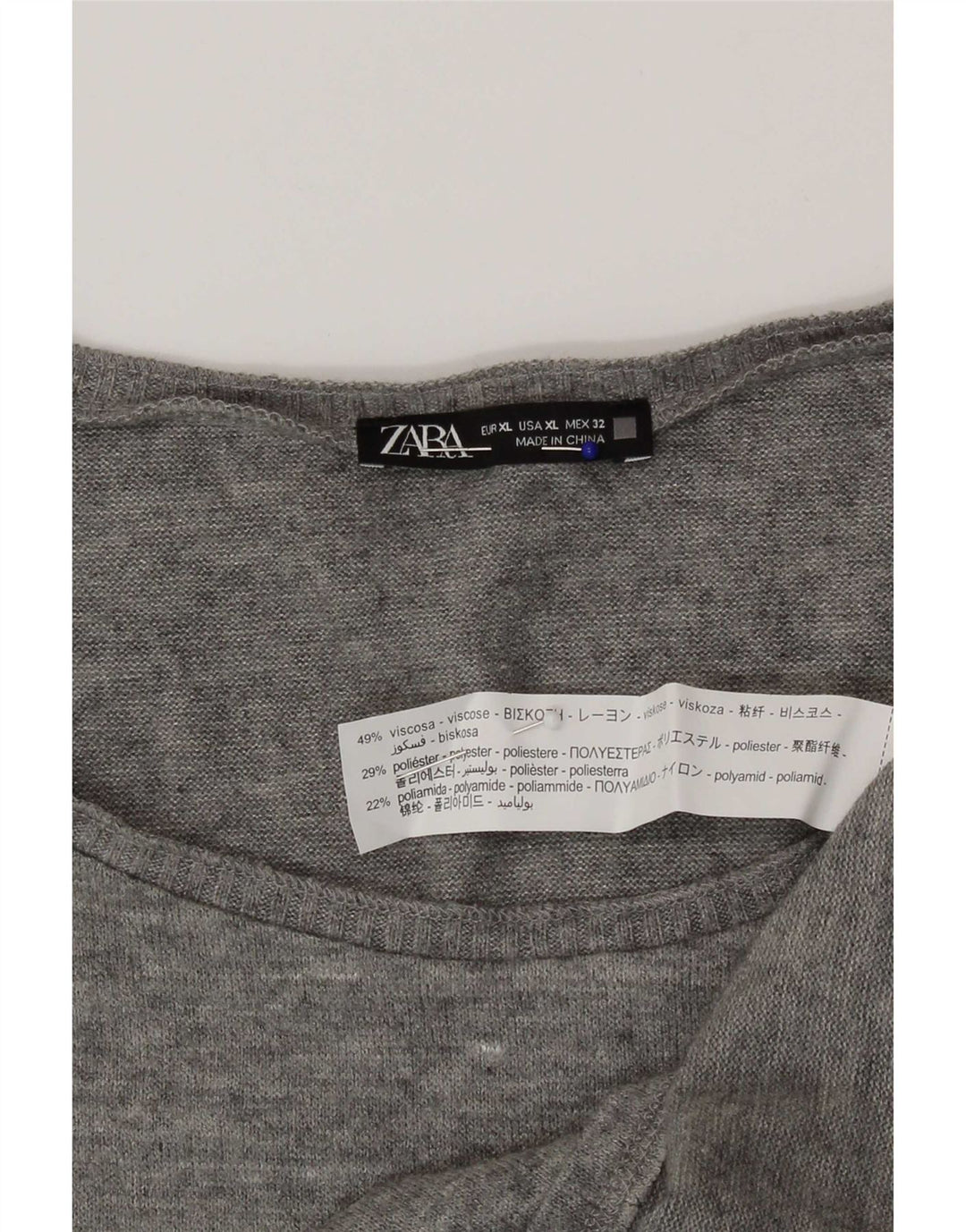 Zara Damen Weste Top UK 18 XL Graue Viskose