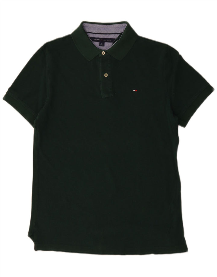 Tommy Hilfiger Herren-Poloshirt aus mittelgrüner Baumwolle
