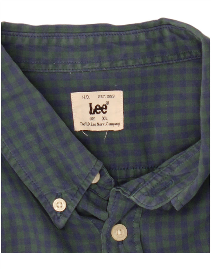 Lee Herren-Hemd, kariert, klassische Passform, XL, grüner Gingham-Karomuster