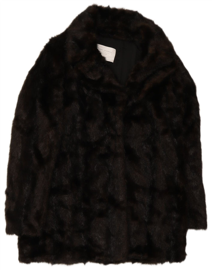 Übergroßer Mantel aus Kunstfell von Zara für Damen, UK 10, Größe S, braun, Polyester, Winter