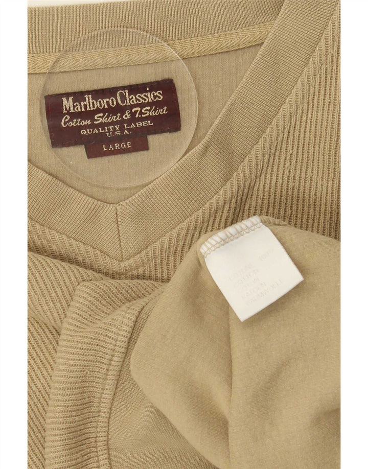 Marlboro Classics Herren-Top, langärmelig, groß, Khaki, Baumwolle