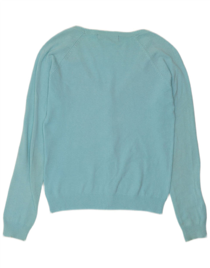 Zara Damen-Cardigan-Pullover UK 12 Mittelblaue Baumwolle