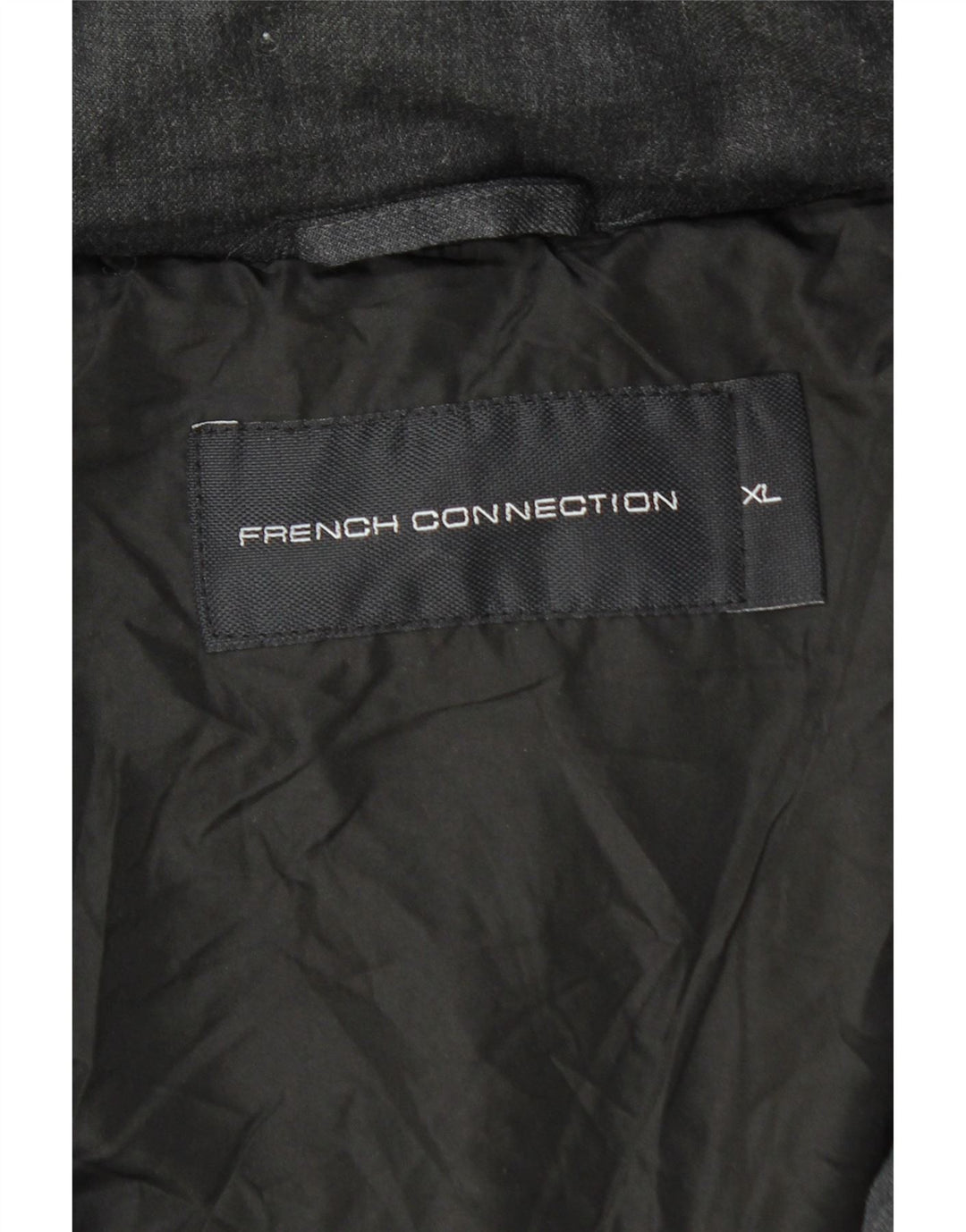 French Connection Herren-Jacke mit Kapuze, gepolstert, UK 42, XL, schwarze Wolle