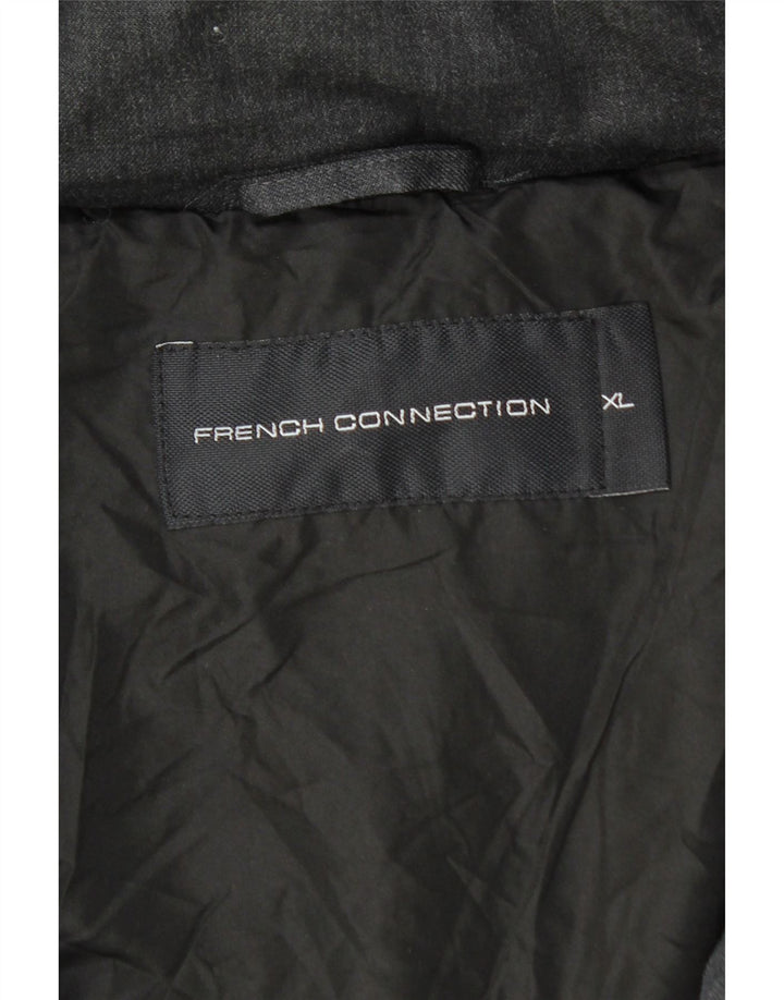 French Connection Herren-Jacke mit Kapuze, gepolstert, UK 42, XL, schwarze Wolle