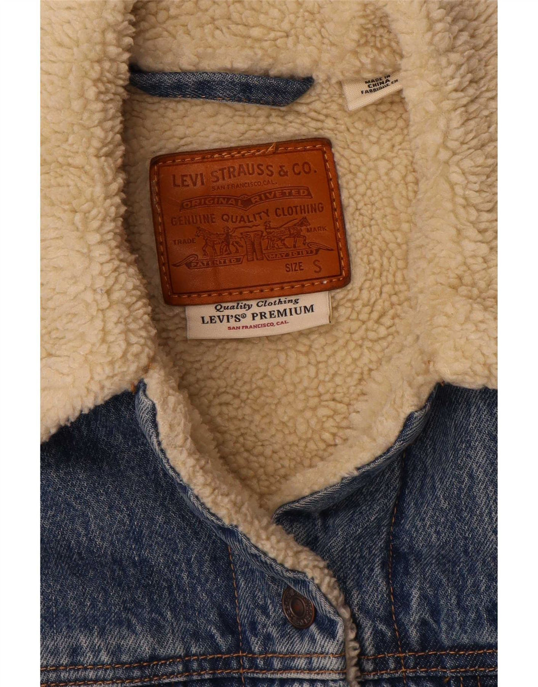 Levi's Damen-Oversize-Denim-Sherpa-Jacke, UK 10, Größe S, Blau, Baumwolle