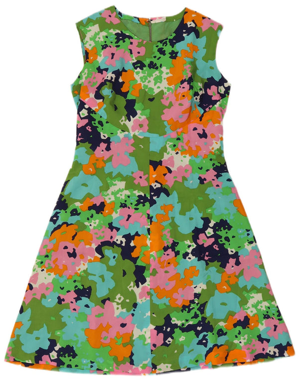 Vintage Damen Ärmelloses A-Linien-Kleid UK 8 Small Mehrfarbig Retro