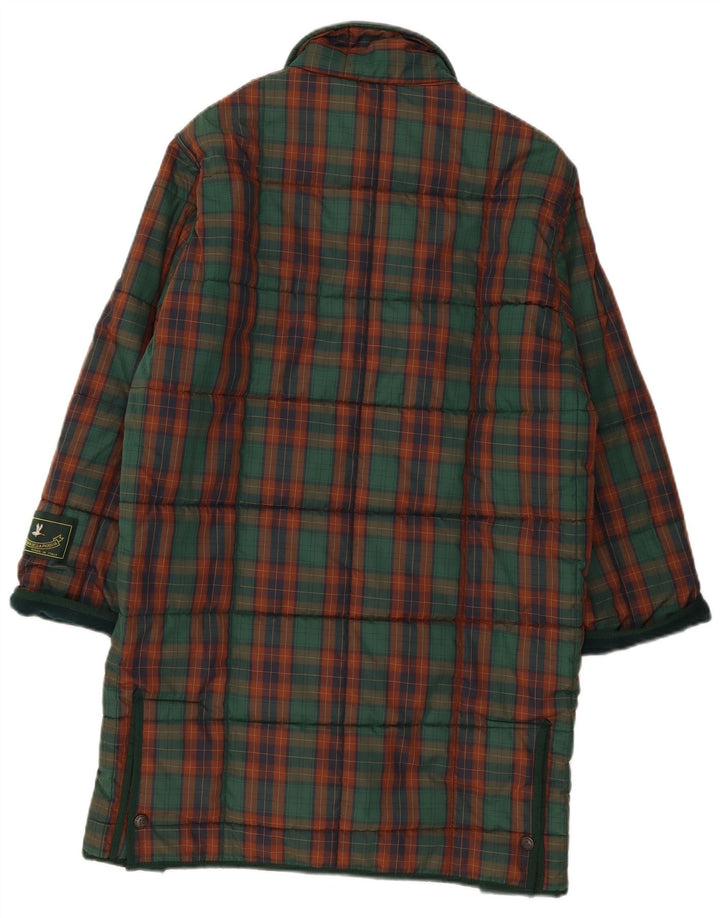 Vintage Damen Gepolsterter Mantel UK 18 XL Grün kariert