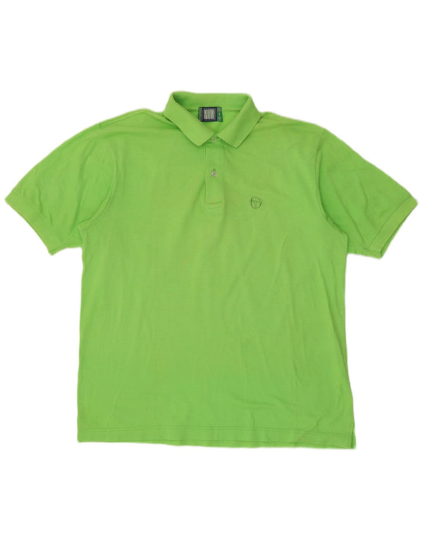 Sergio Tacchini Herren Kurzarm-Poloshirt mit normaler Passform, große grüne Baumwolle