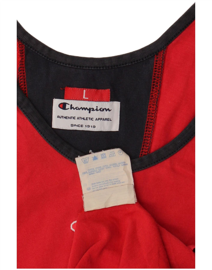 Champion Herren-Weste-Top, groß, rote Colourblock-Baumwolle