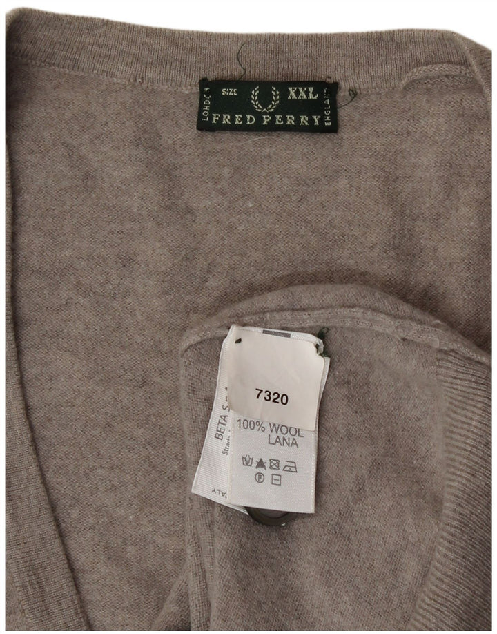 Fred Perry Damen-Cardigan-Pullover UK 20 2XL Graue Wolle