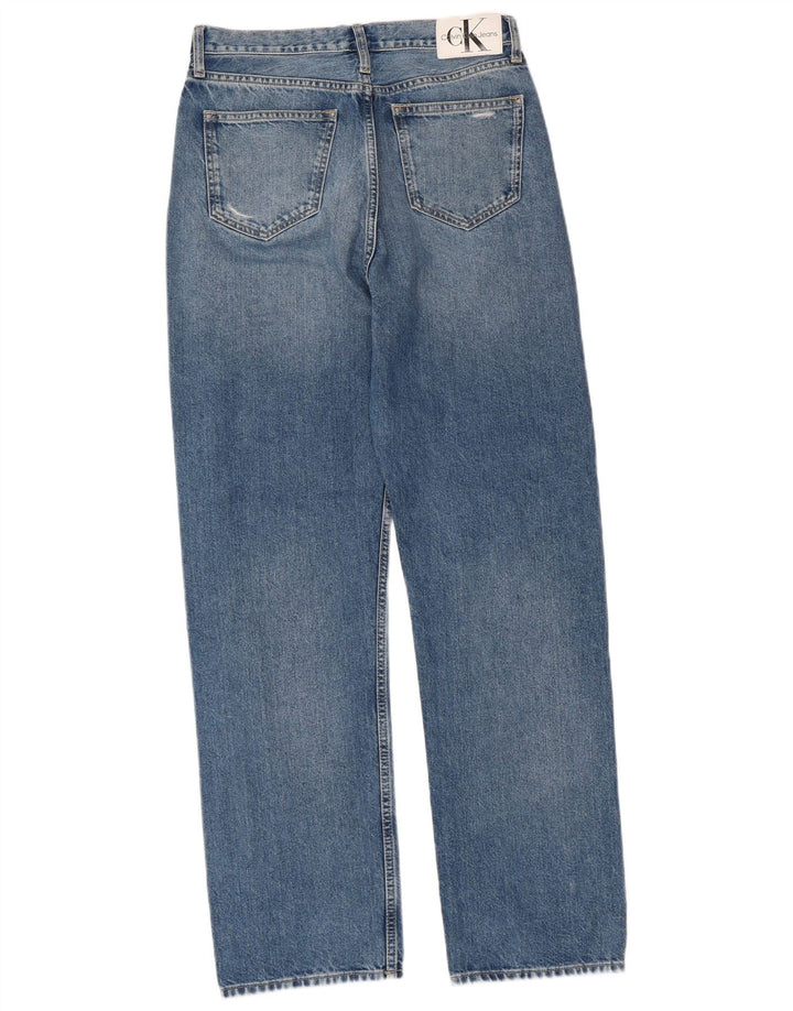 CALVIN KLEIN Damen High Rise Distressed Straight Jeans W30 L32 Blau