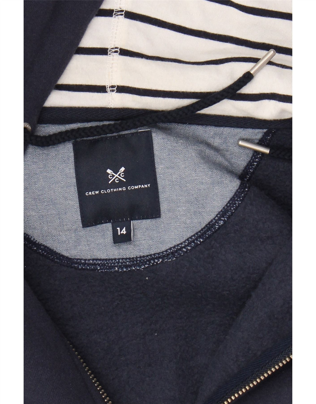 CREW CLOTHING Damen-Kapuzenpullover mit Reißverschluss, UK 14, mittelmarineblaue Baumwolle