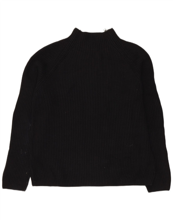 Zara Herren-Pullover mit Reißverschluss am Hals, groß, aus schwarzer Baumwolle