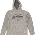 JACK & JONES Mens Graphic Hoodie Jumper Small Grey Flecked Polyester | Vintage Jack & Jones | Thrift | Second-Hand Jack & Jones | Used Clothing | Messina Hembry 