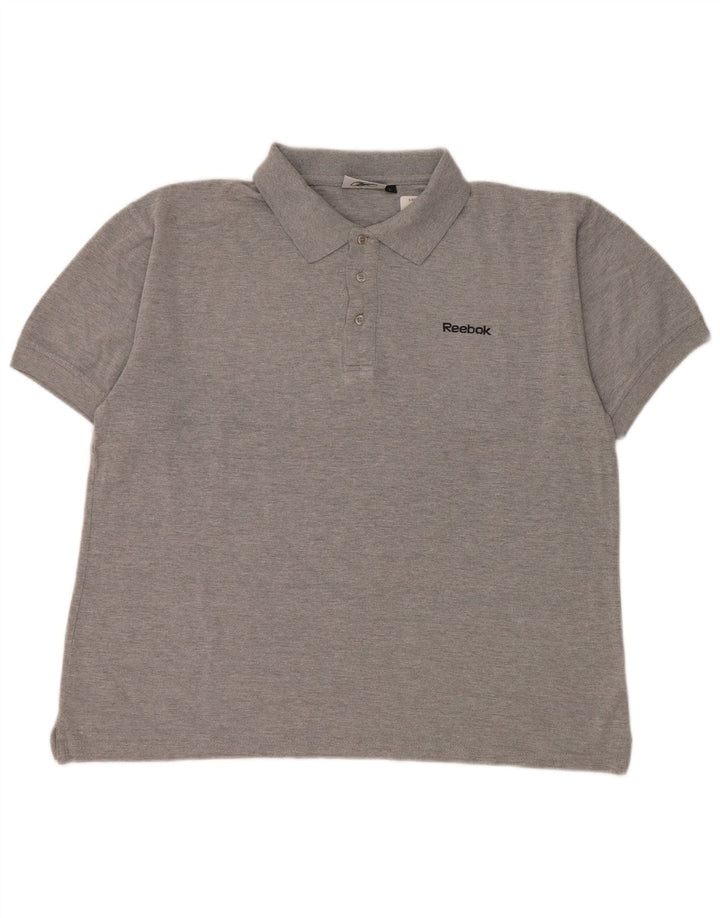 Reebok Herren-Poloshirt, groß, grau gefleckte Baumwolle