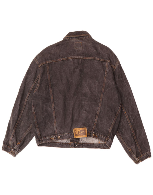 Vintage Herren Jeansjacke UK 40 Große schwarze Baumwolle