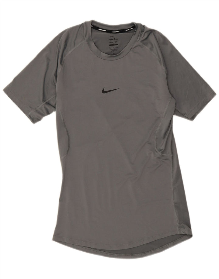 Nike Herren-T-Shirt mit enger Passform, mittelgraues Polyester