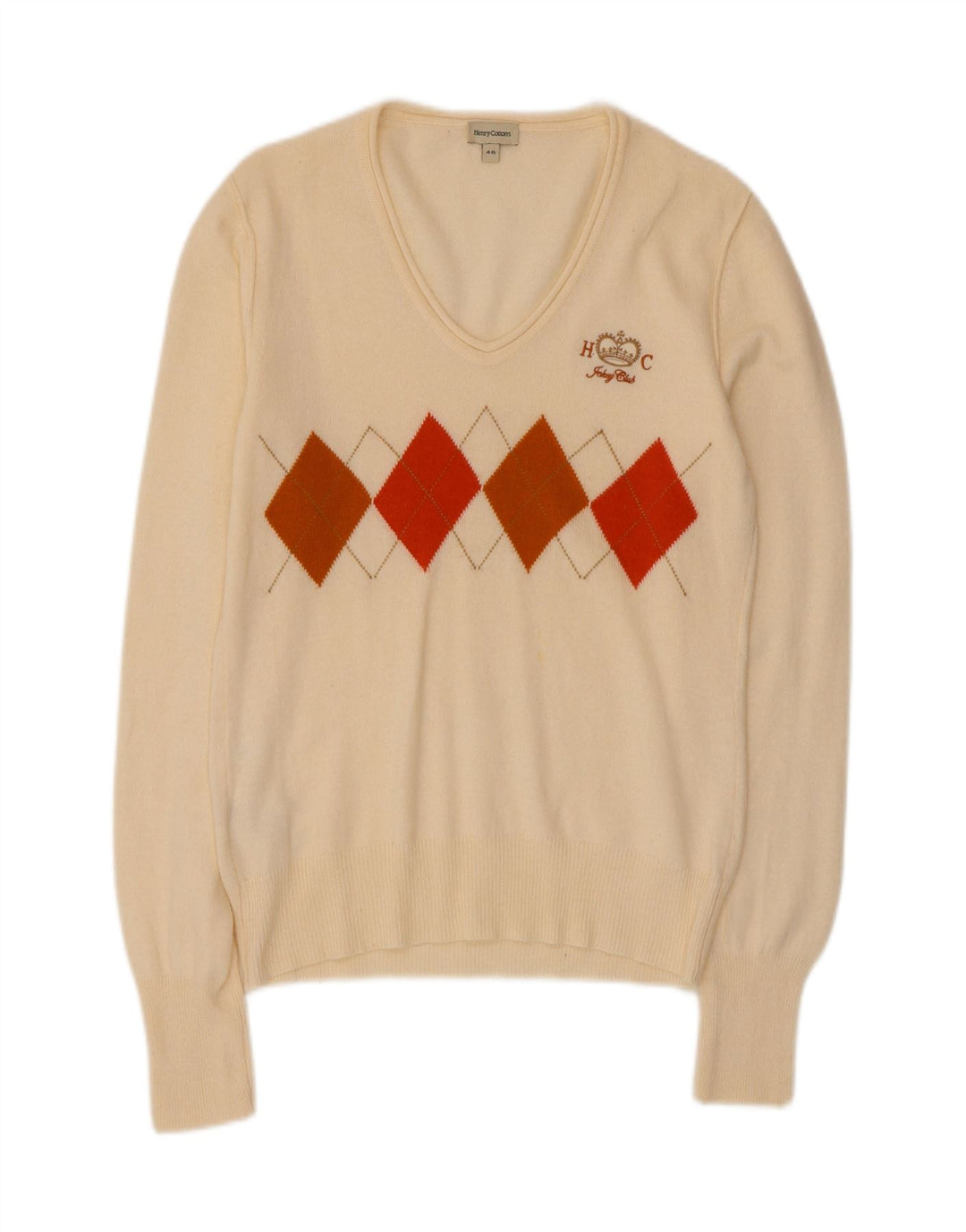 Henry Cottons Damen-Pullover mit V-Ausschnitt IT 46 Large Off White