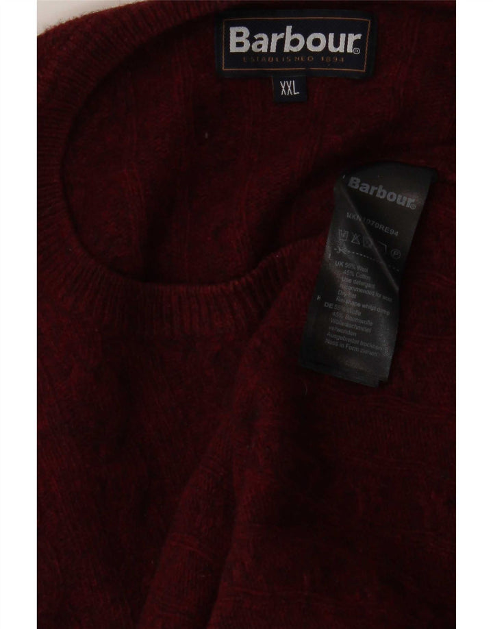 Barbour Herren-Pullover mit Rundhalsausschnitt, 2XL, burgunderrote Wolle