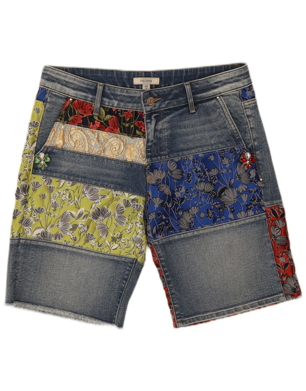 Fracomina Damen Jeansshorts W27 Small Blue Patchwork