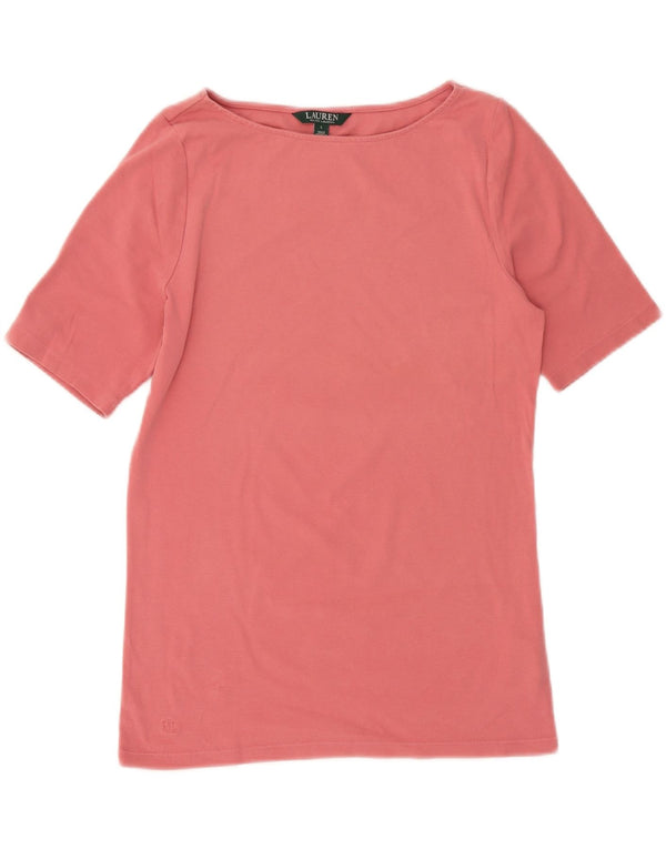Ralph Lauren Damen T-Shirt Top UK 14 Large Rosa Baumwolle
