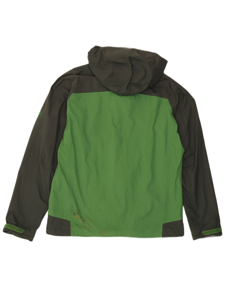 JACK WOLFSKIN Mens Hooded Rain Jacket UK 36/38 Medium Green Colourblock
