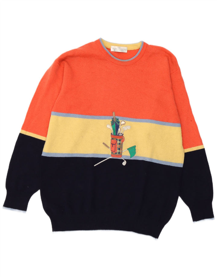 Marks & Spencer Herren Golf-Pullover mit Rundhalsausschnitt, mittelgroß, mehrfarbig