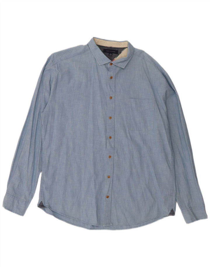 Tommy Hilfiger Herrenhemd 2XL Blaue Baumwolle