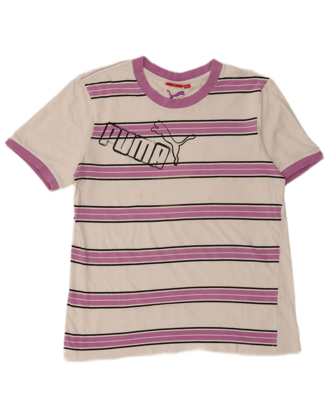 PUMA Herren T-Shirt Top Mittelweiß gestreift