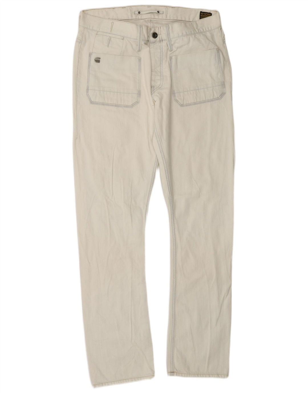 G-Star Herren Straight Jeans W34 L32 Weiße Baumwolle