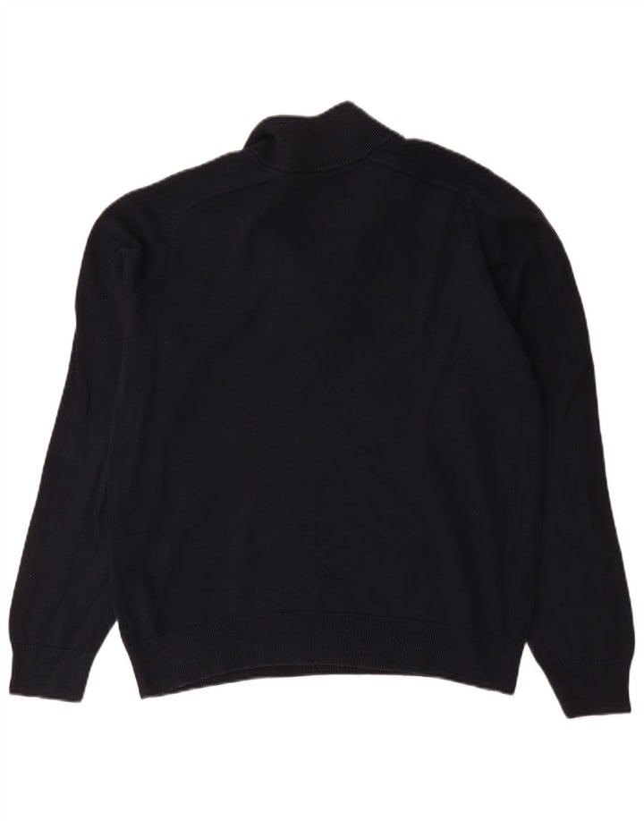 Farah Herren-Pullover mit moderner Passform und Reißverschluss am Hals, mittelmarineblaue Baumwolle
