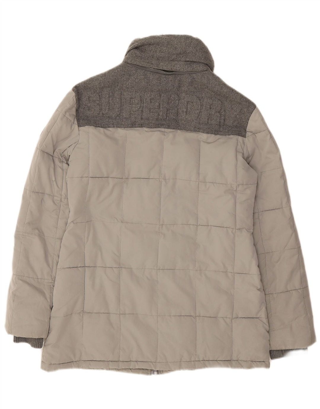 SUPERDRY Womens Padded Jacket UK 14 Large Grey Wool