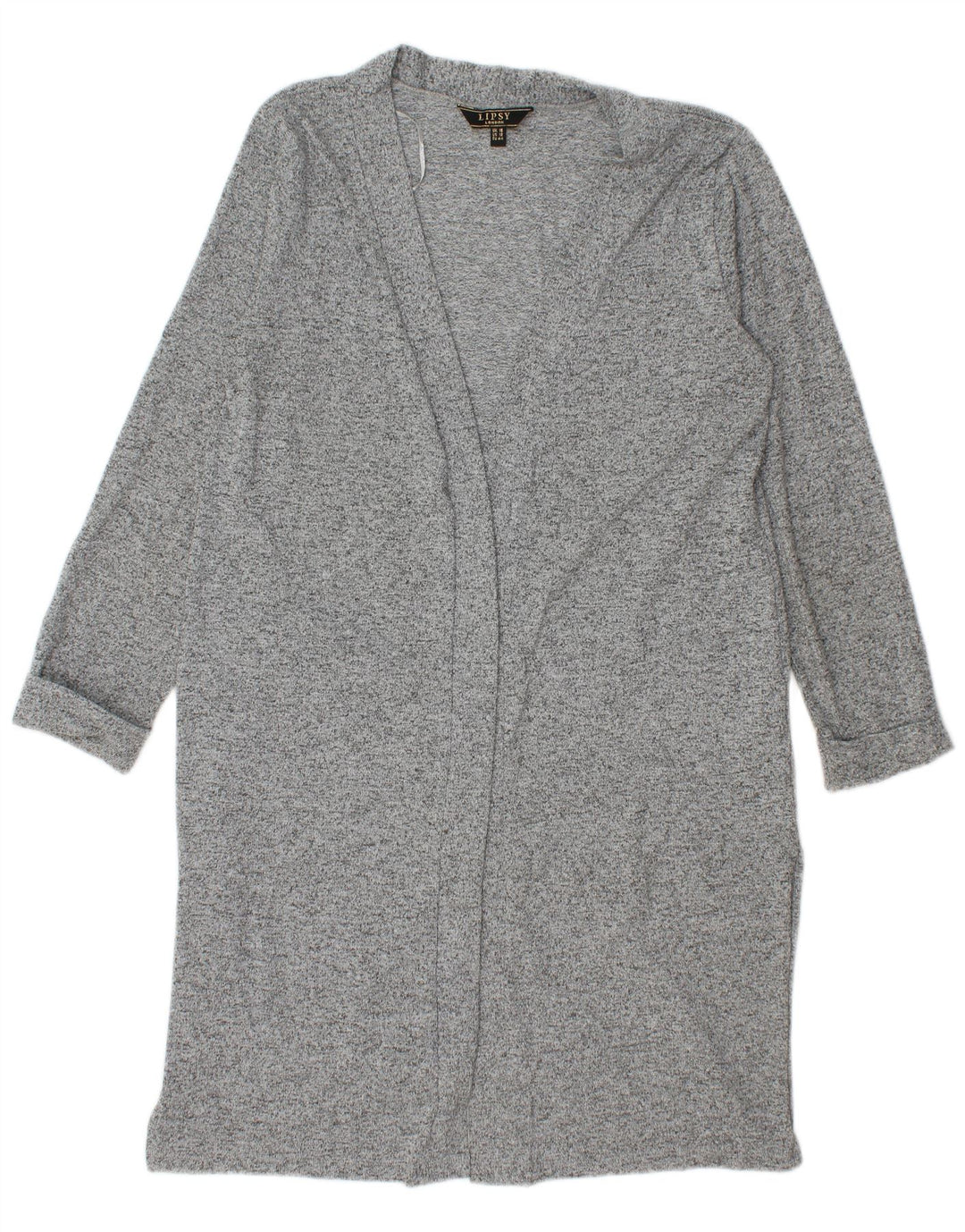 Lipsy Damen Longline-Cardigan-Pullover UK 16 Large Grau geflecktes Polyester