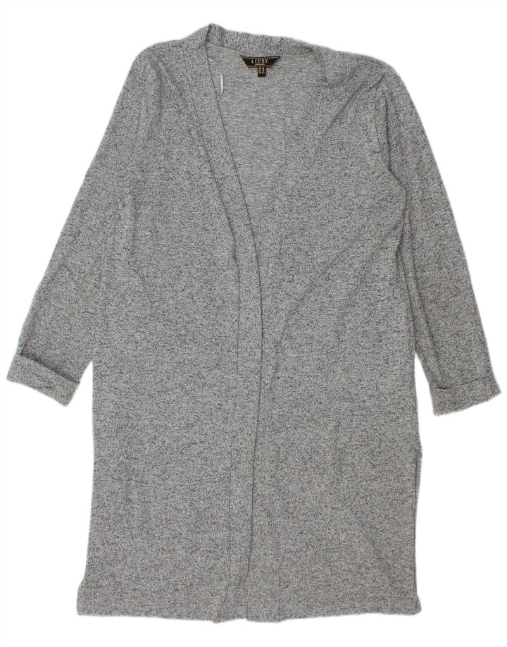 Lipsy Damen Longline-Cardigan-Pullover UK 16 Large Grau geflecktes Polyester
