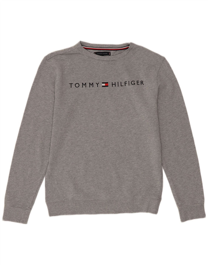 Tommy Hilfiger Herren-Sweatshirt mit Grafik, klein, grau meliert, Baumwolle