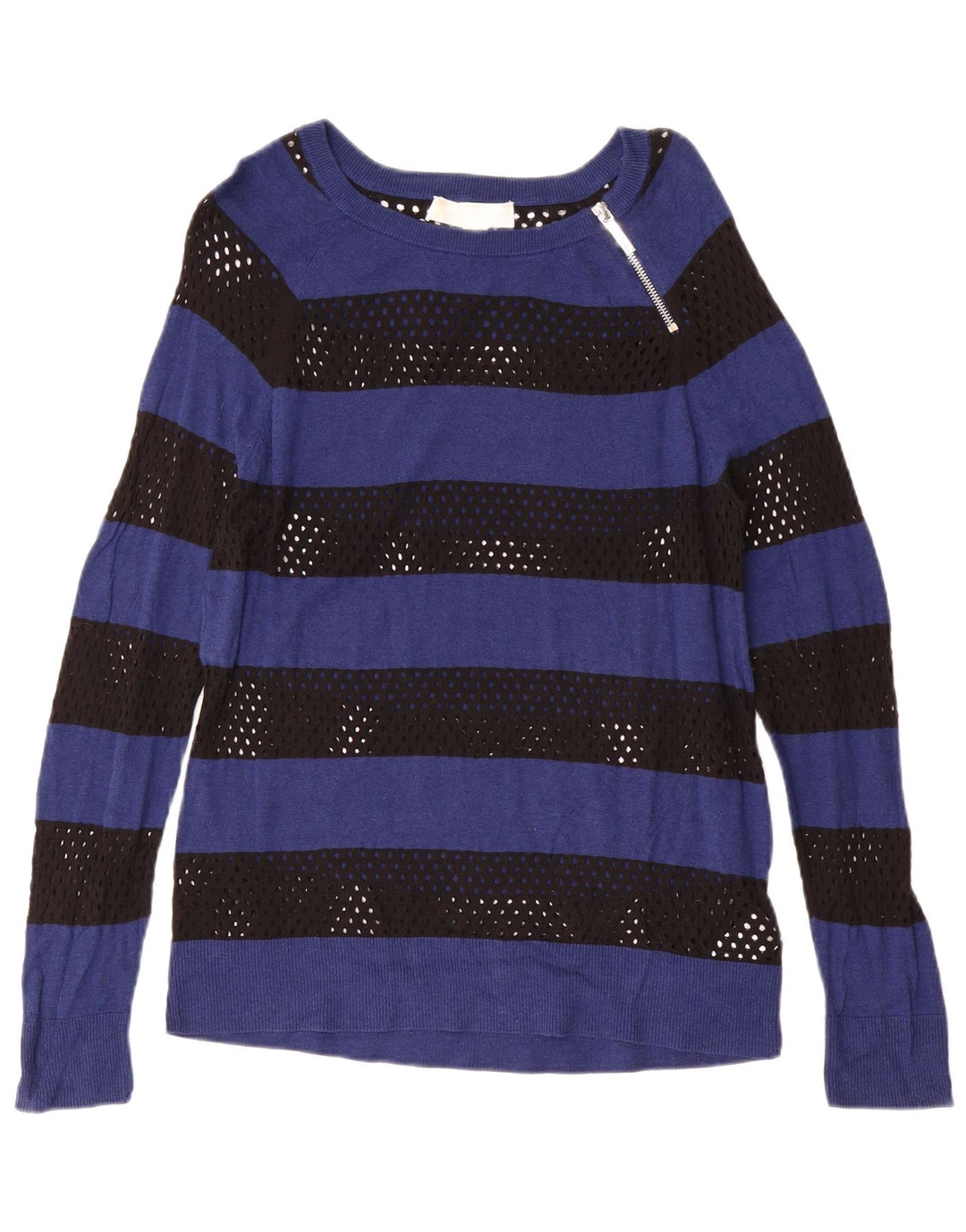 MICHAEL KORS Damen-Pullover mit U-Boot-Ausschnitt, UK 12, Mittelblau gestreift