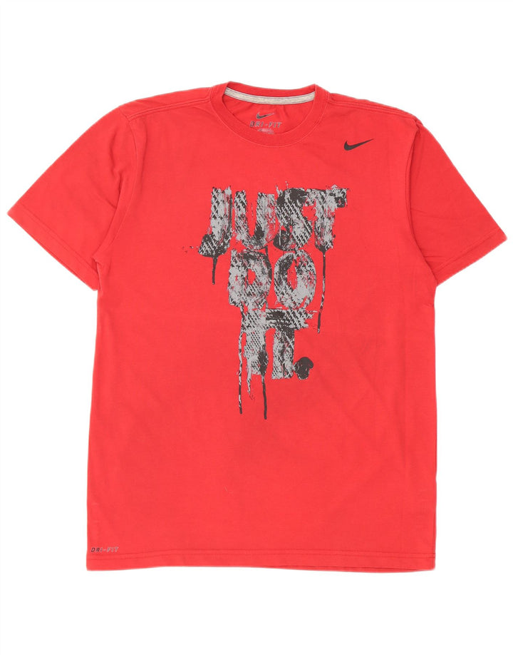 NIKE Herren Dri Fit Graphic T-Shirt Top aus mittelroter Baumwolle